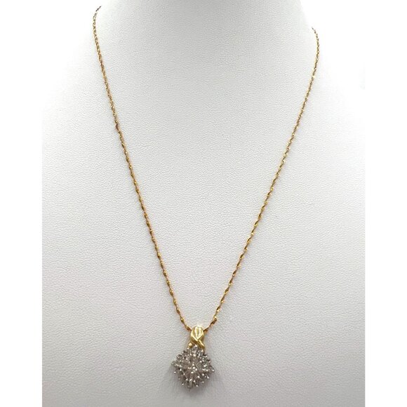 10K Gold Italy 20” Twisted Rope Chain w/ PGDA 10K Moissanite Cluster Pendant - Picture 1 of 16